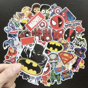 50 PVC Batman Spiderman Superman Hulk Kids Marvel Superhero Stickers Stickerbomb