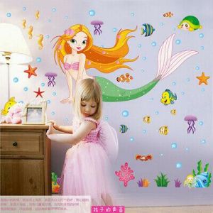 all for home and garden Decals, Stickers & Vinyl Art Underwater Mermaid Baby SwimmingPool Kids Bathroom Wall Stickers Removable Decor