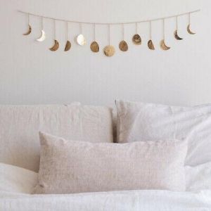 all for home and garden Decals, Stickers & Vinyl Art Moon Shining Phase Garland Decoration Chains Boho Gold Wall Hanging Ornaments