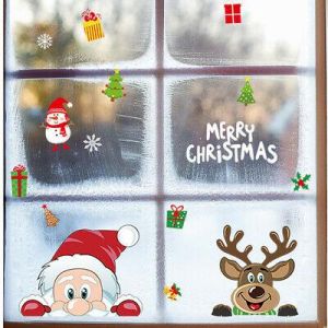 all for home and garden Decals, Stickers & Vinyl Art Christmas New Year Santa Elk Snow Flake Wall Window Glass Stickers Decor 06US