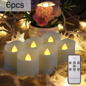 Pack of 6 LED Votive Tea Lights Battery Flickering Candles Timer Remote Control