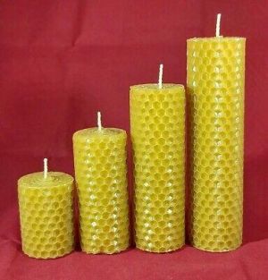 4 candles 100% PURE beeswax PILLAR CANDLES Eco-friendly (4 CANDLES )