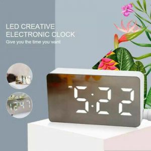 all for home and garden CLOCKS Mini LED Digital Mirror Table Clock Temperature Display Date Electronic Alarm