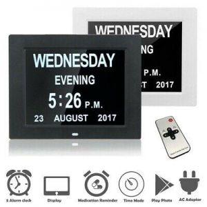 Digital Calendar Day Clock Large Letter LED Dementia Alarm Time Date Month Year