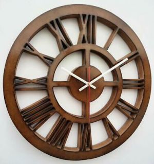 Smart Art Wood Carving MDF Round Analogue Wall Clock for Home/Wall Clock (Brown