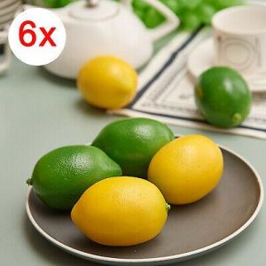 6x Limes Lemon Lifelike Artificial Plastic Fake Fruit Imitation Home Party Decor