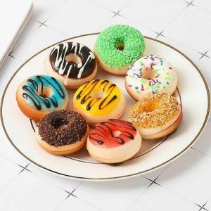 Set of 6 Real Touch Artificial Mini Donuts - Fake Sweets Cake Bread Doughnut