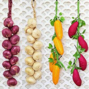 all for home and garden Decorative Fruit & Vegetables Foam Artificial Vegetables String Fake Onion Peppers Hotel Decor Photo Props