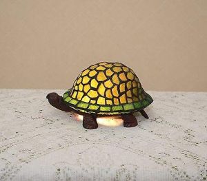 Stained Glass Handcrafted Turtle Night Light Table Desk Lamp. Cute!