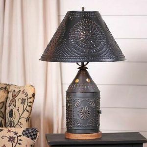 Tinners Revere Lamp Smoky Black Tin Primitive Country Colonial Lighting