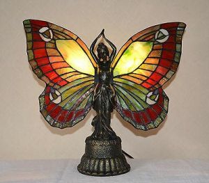 Stained Glass Butterfly Deco Girl Night Light Table Desk Lamp.