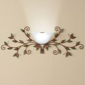 Cordless Bronze Metal Leaves Wall Sconce Lamp with Remote Control
