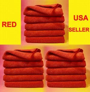 RED PREMIUM MICROFIBER CLEANING CLOTH TOWEL 16"x16" >Kitchen Party Table Glass