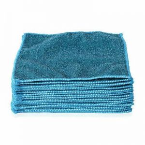 Double Sided Microfiber Cleaning Cloth Fiber Kitchen Dish Towel Blue Set of 20