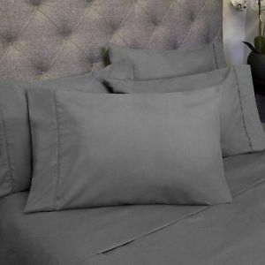 all for home and garden Bedding Deep Pocket Queen Size Bed Sheet Set 6 Piece Set Gray Color 2 EXTRA PILLOW CASES
