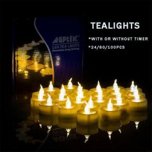 24/60/100pcs Flickering LED Tealights with Timer Candles Flameless Light Party