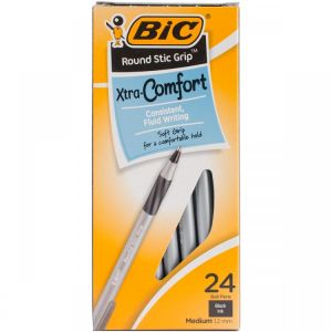BIC Round Stic Grip Xtra Comfort Ballpoint Pens 24/Pkg-Black
