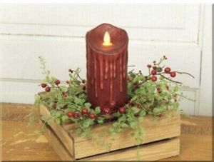 Honey & Me Christmas Ivy With Red Berries Candle Ring Wreath Holiday Decor