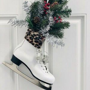 Christmas Holiday Ice Skate skate wall door decor Wreath