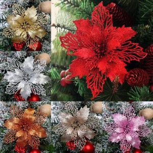 1pc Glitter Xmas Hollow Flower Christmas Tree Hanging Ornament Home Decor Supply