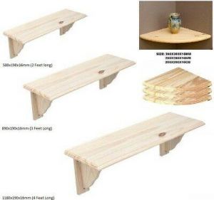 Natural Wood Wooden Shelf Storage Unit Kit & Fitting Wall Mounted Corner Shelves