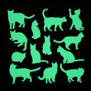 9 Pcs Glow in the Dark Cat Wall Stickers Luminous Switch Decal Kids Room Decor