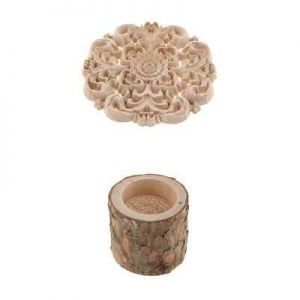 Wood Carved Appligue For Furniture Decor with Stump Wooden Candle Holder