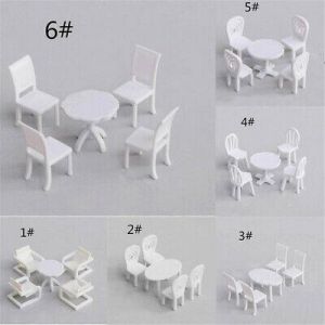 all for home and garden Furniture Miniature Furniture Dining Table With 4 Chairs Set Sand Table Model Accessories